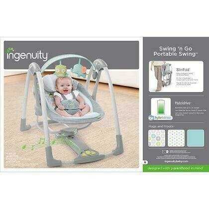 Leagan Swingn Go Portable Swing Hugs&Hoots Pliabil, Portabil InGenuity