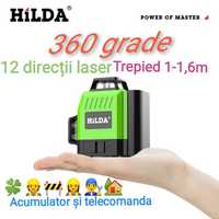 Nivela laser 12Directii- 360grade telecomanda+acumulator-AUTONIVELARE
