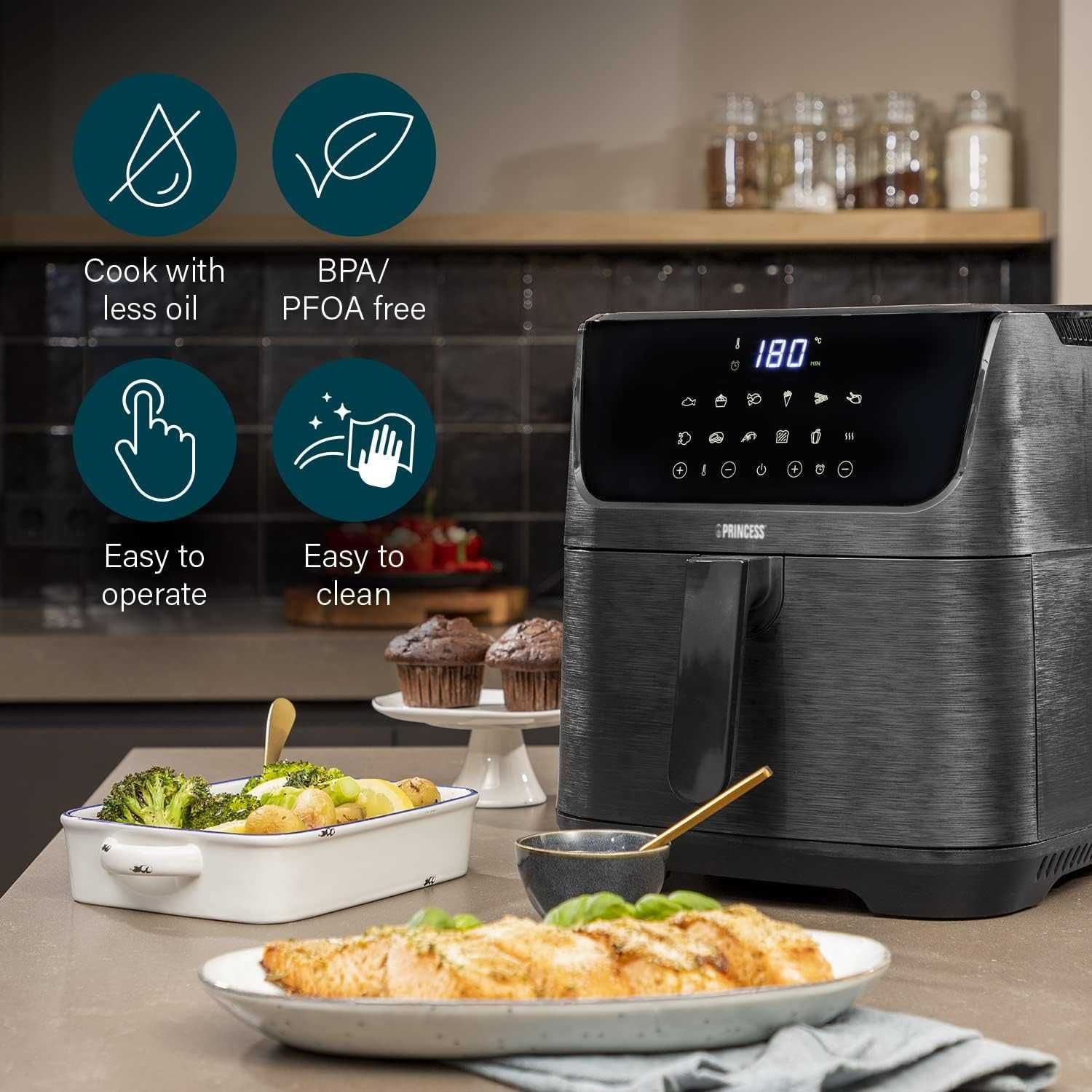 Фритюрник с горещ въздух Princess Digital Air Fryer 182061 фраер 6.5L
