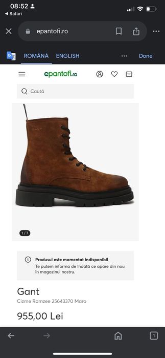 Ghete piele GANT,nr 44-NOI