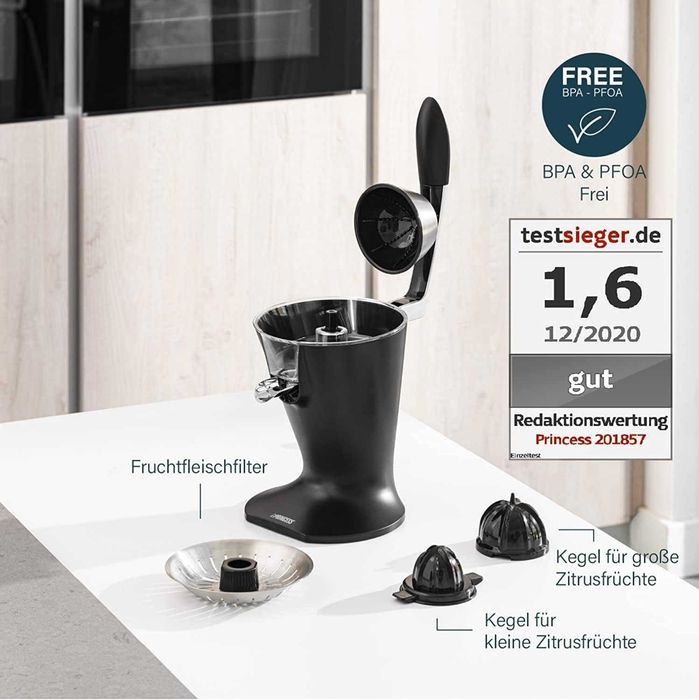 Сокоизстисквачка за цитруси Princess, безшумен мотор, 300W