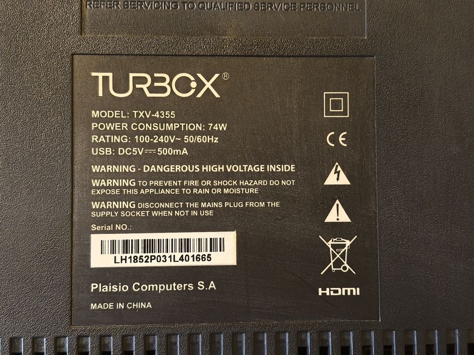 СПЕШНО Turbo-X LED TV TXV-E4355 43" Full HD