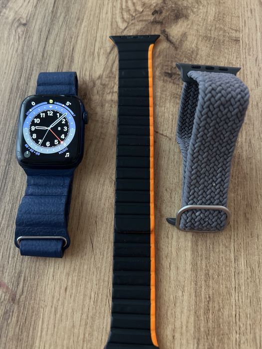 Apple watch 6, GPS, 44 mm, albastru, 3 curele