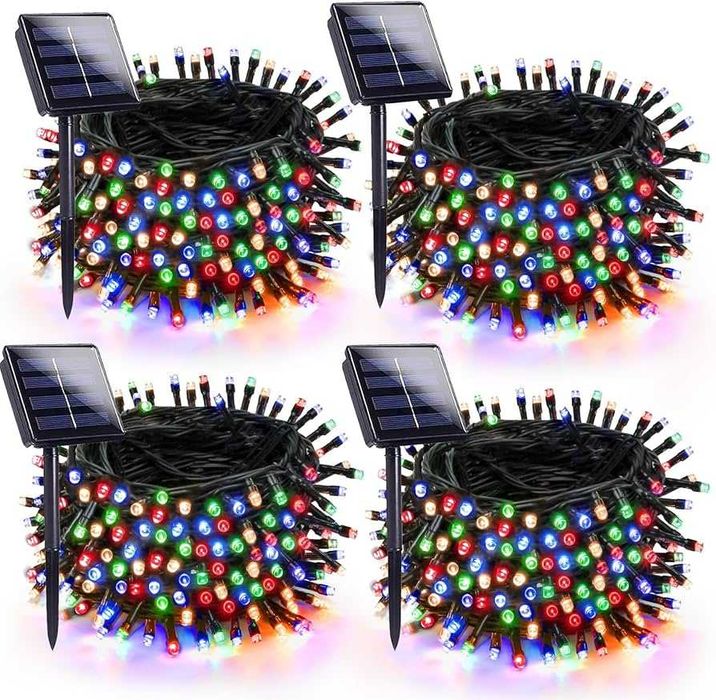 Коледни лампички соларни 10м многоцветна светлина 100 диода