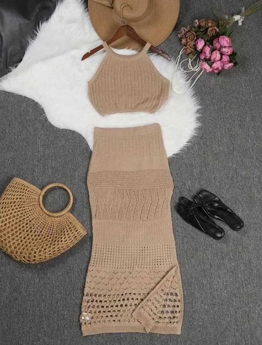 Плетен комплект пола и топ