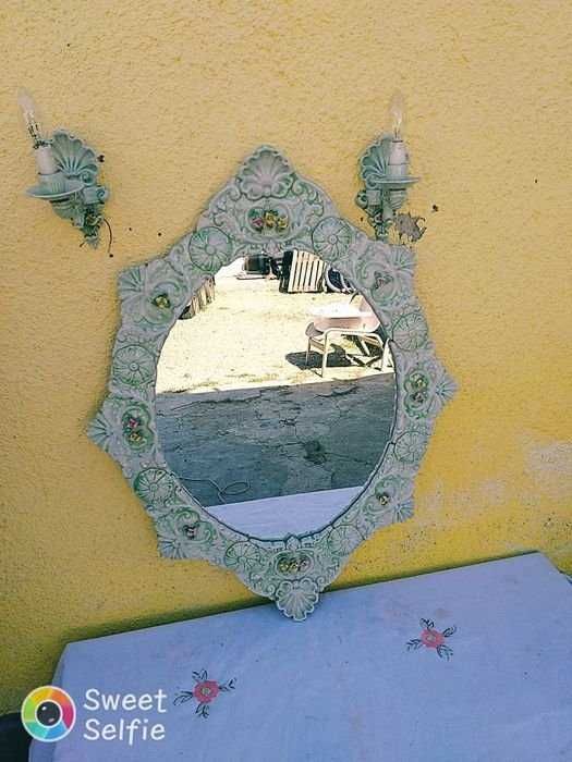 Oglinda din portelan cu doua aplice perete