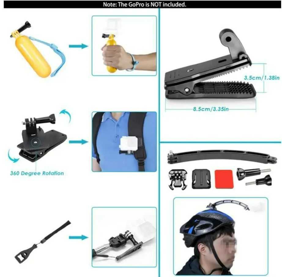 Комплект 50 в 1 аксесоари за екшън камера за GoPro Hero