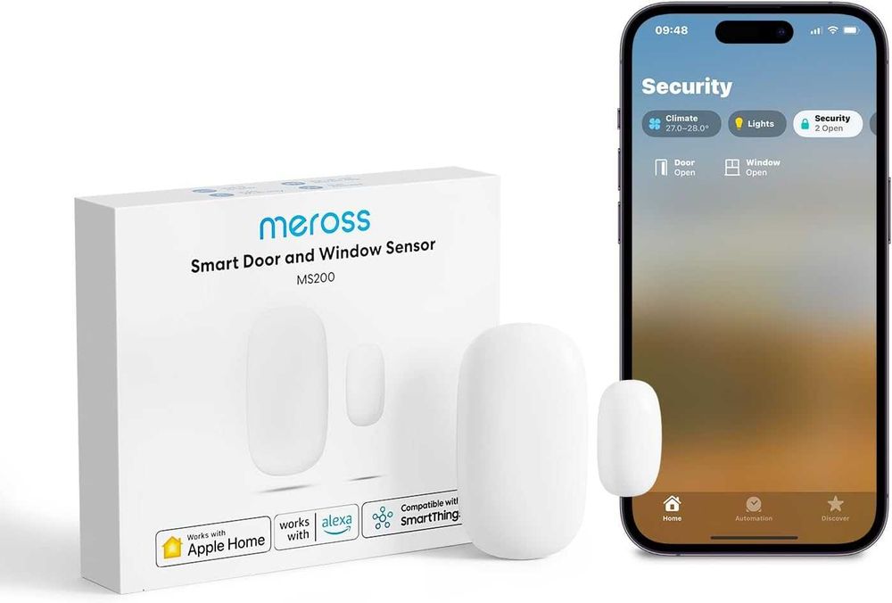 Meross Senzor WiFi pentru Usa si Fereastra, Compatibil Apple , Alexa