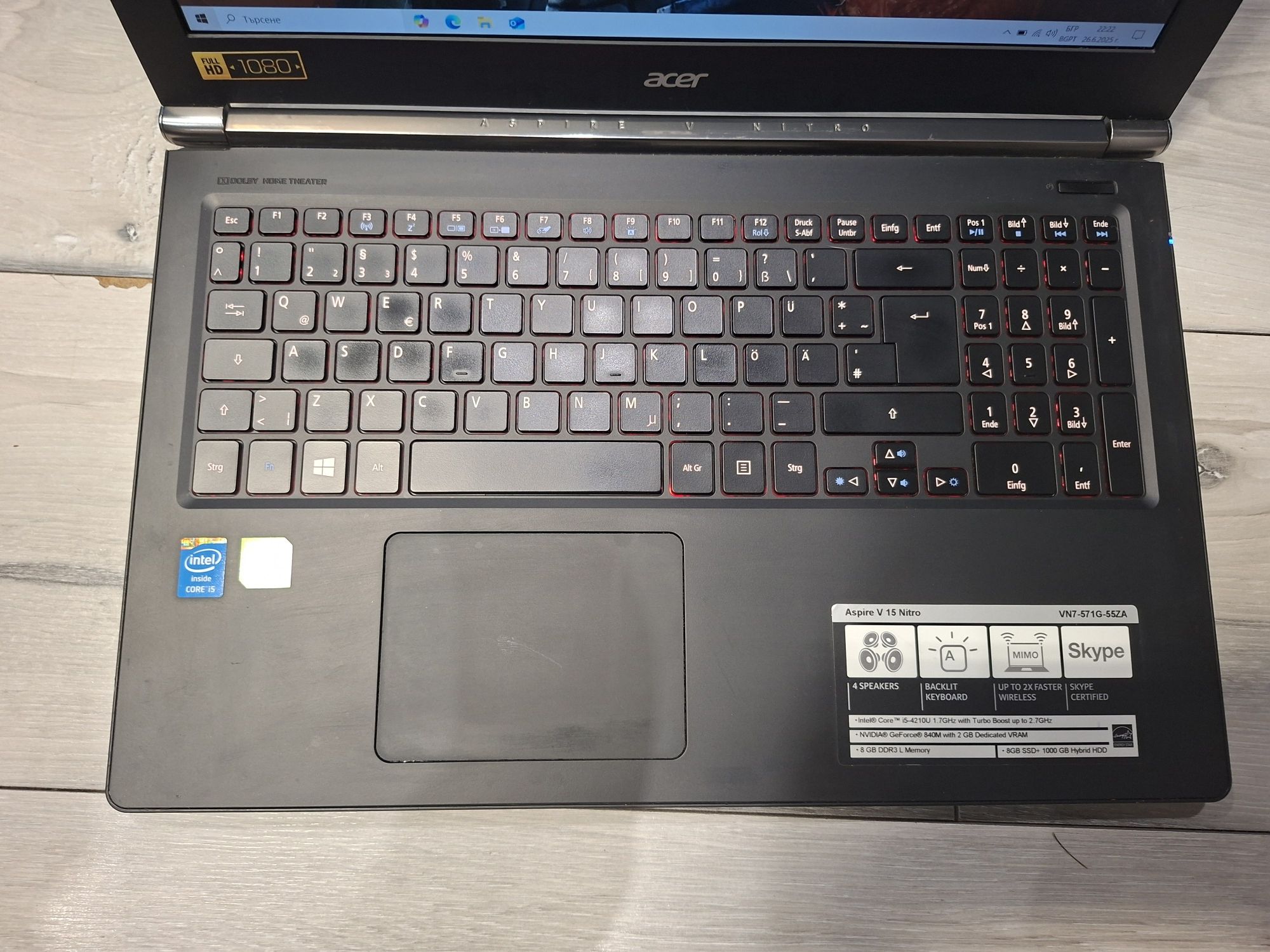 Acer Aspire V 15 Nitro-i5 4210u/8гб/256гб м.2+1TB/nvidia 840M