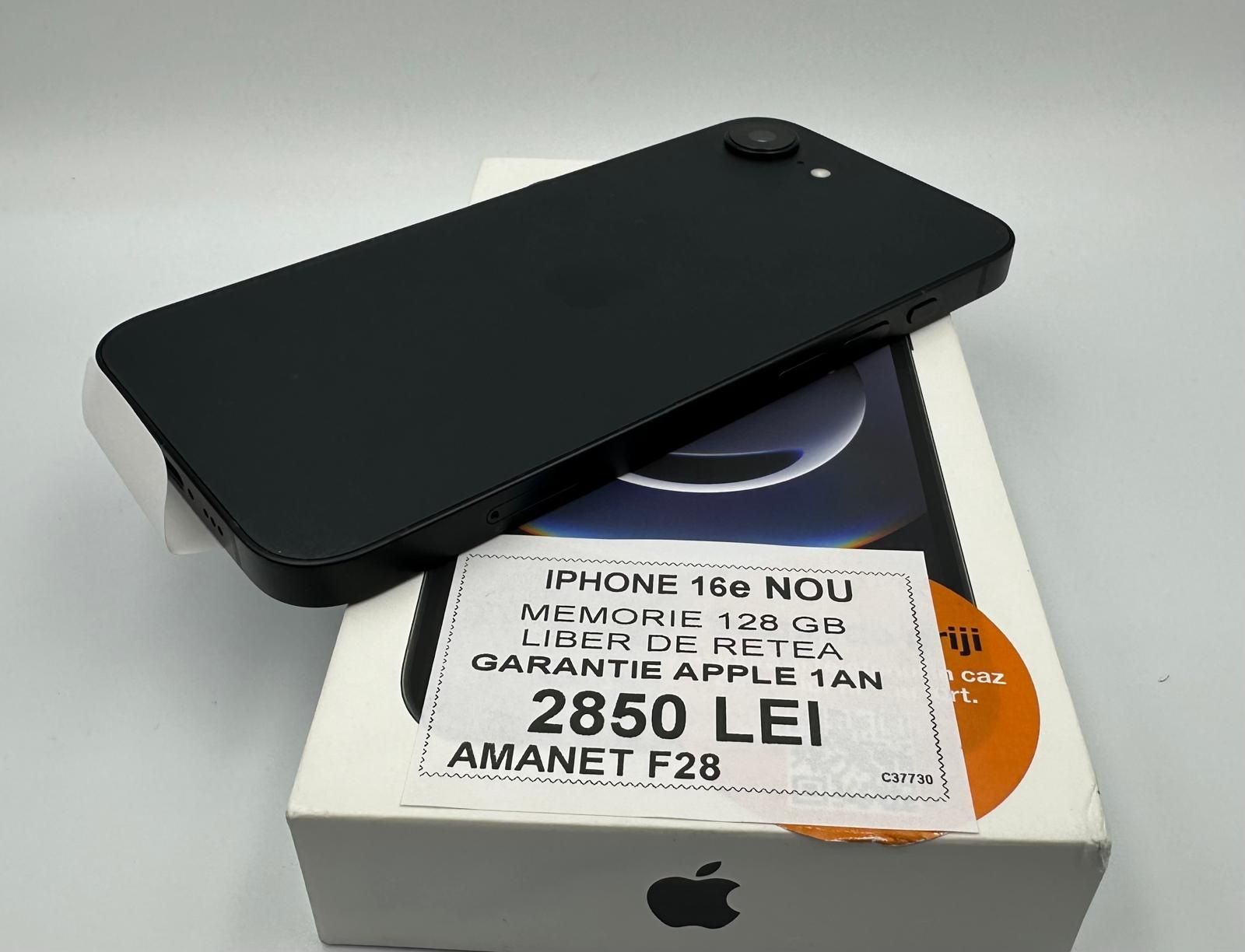 Amanet F28: Iphone 16e 128 GB NOU/garantie Apple