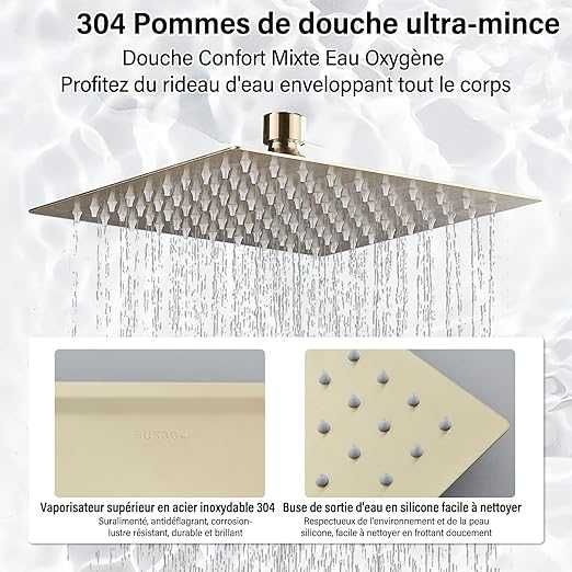 Coloană de duș aurie, sistem de duș, set suport pentru duș,