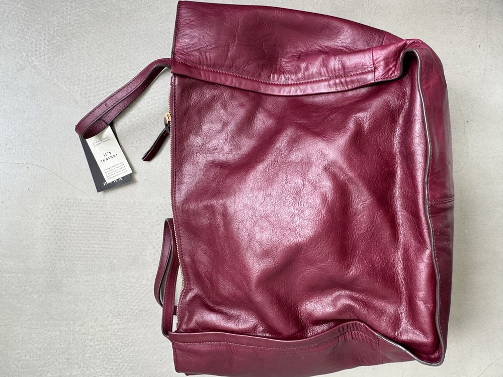 Zara голяма чанта естествена кожа