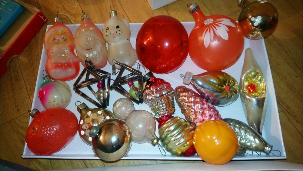 Ёлочные игрушки СССР. Шары новогодние советские. Стекло.