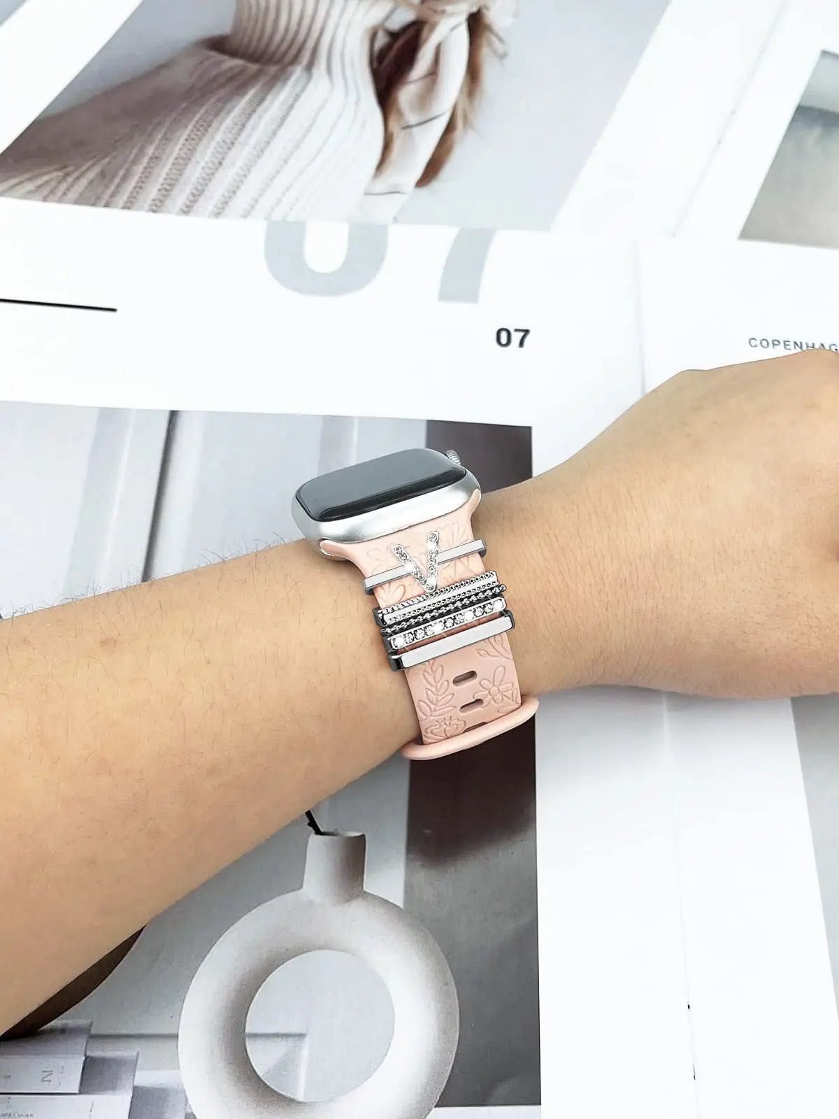 Сребърна декорация за каишка за Apple Watch ULTRA/SE/10/9/8/7/6/5