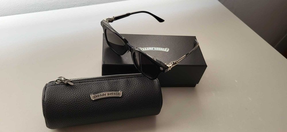 Ochelari de soare Bărbați Chrome Hearts CH8127 negrii +cutie+toc piele