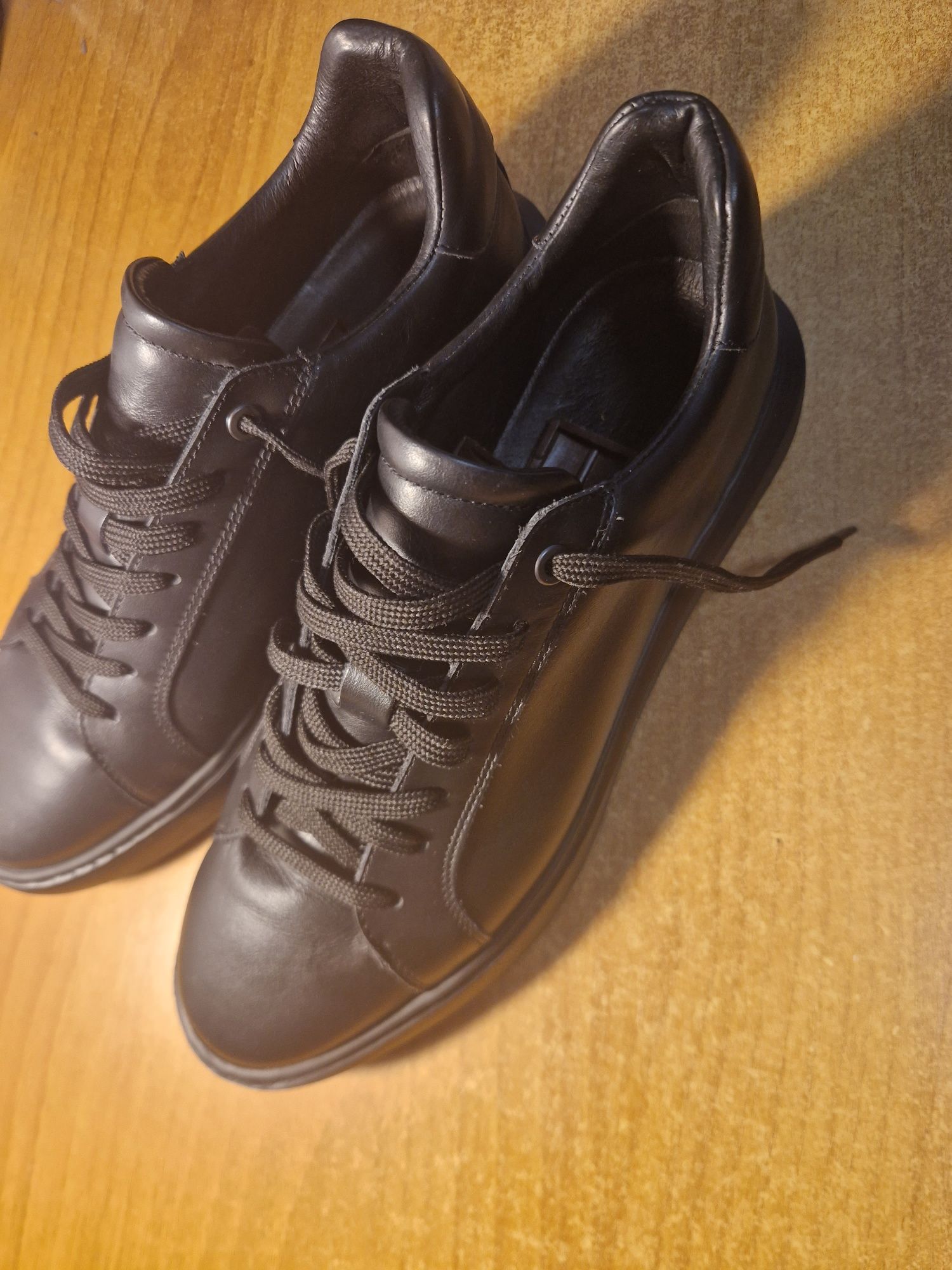Sneakers negri piele naturala Bigotti