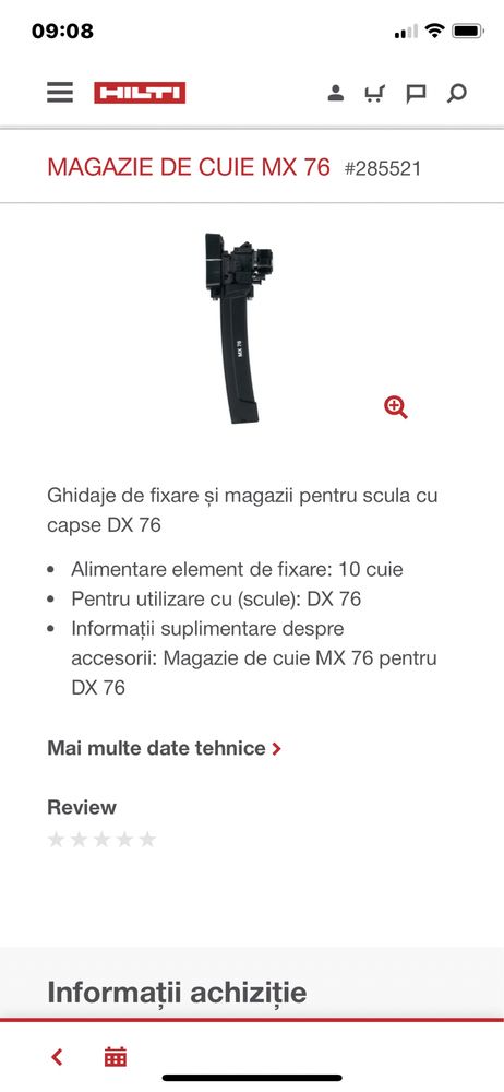 Hilti MX 76-Magazie cuie Hilti DX 76 PTR