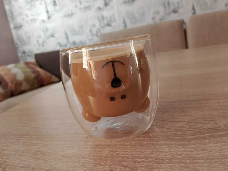2965 Двустенна стъклена чаша за кафе "Мече"