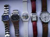 Продавам 5 броя кварцови часовници Breil,Swatch,TCM,Curren