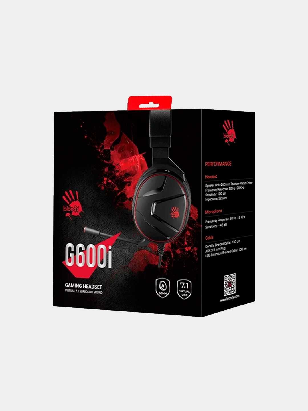 Проводные наушники Bloody G600i BLACK - ИГРОВАЯ ГАРНИТУРА 7.1