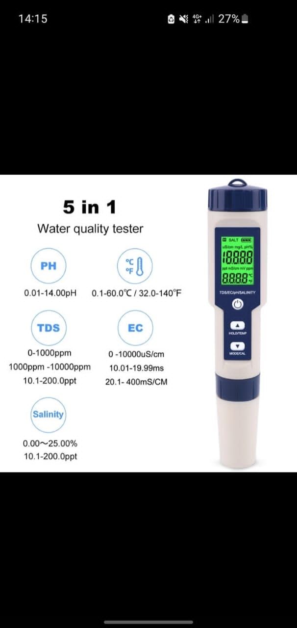 5 в 1 TDS/ES/PH соленость/измеритель температуры цифровой