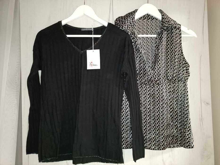 Pulover lână cu angora și cămașă