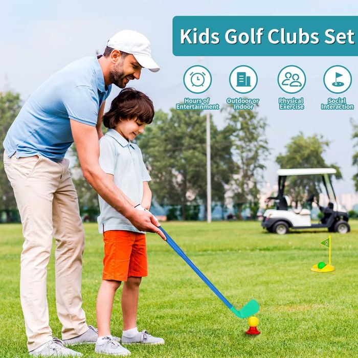 Детски голф комплект количка 4 стика, 6 топчета, дупки Идеален подарък