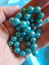 Colier margele perle albastru marin 9 mm/47 cm
