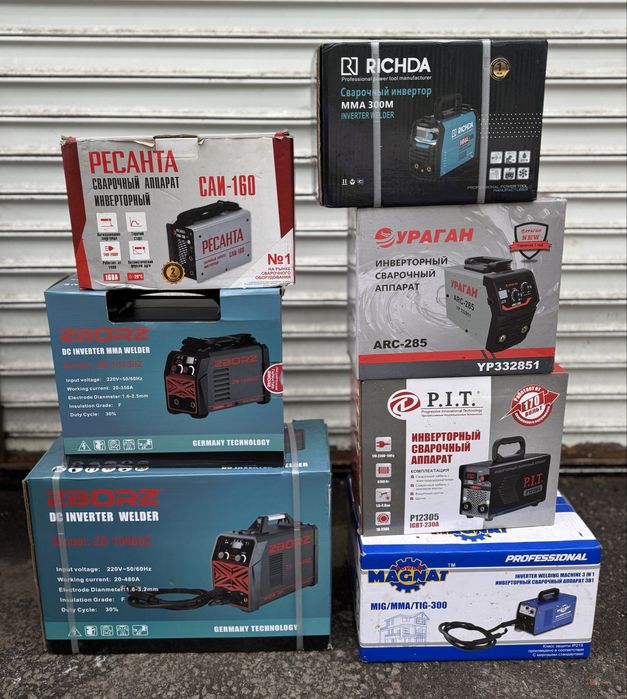 Сварочные аппараты разные: инверторные, полуавтоматы, 2 в 1, 3 в 1.