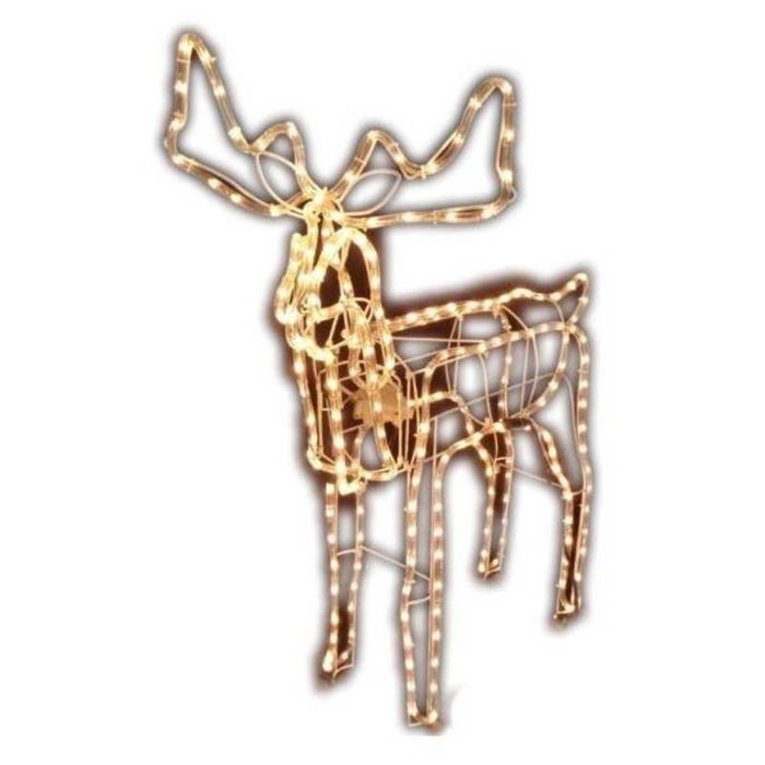 Коледен светещ 3D елен топла светлина с флаш ефект 1м х 80см външен