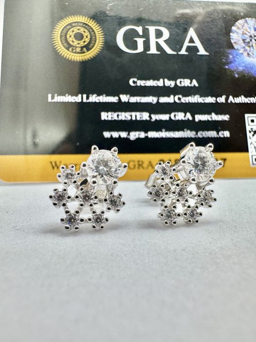 Сребърни обеци с мойсанит (Диамант) 0.5 карата