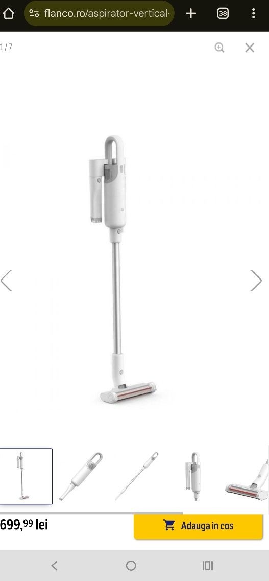 Aspirator vertical Xiaomi Mi Vacuum Cleaner Light BHR4636GL, 0.5 l,