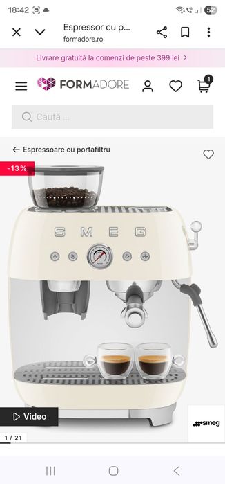 Expresor de cafea Smeg folosit 2 luni
