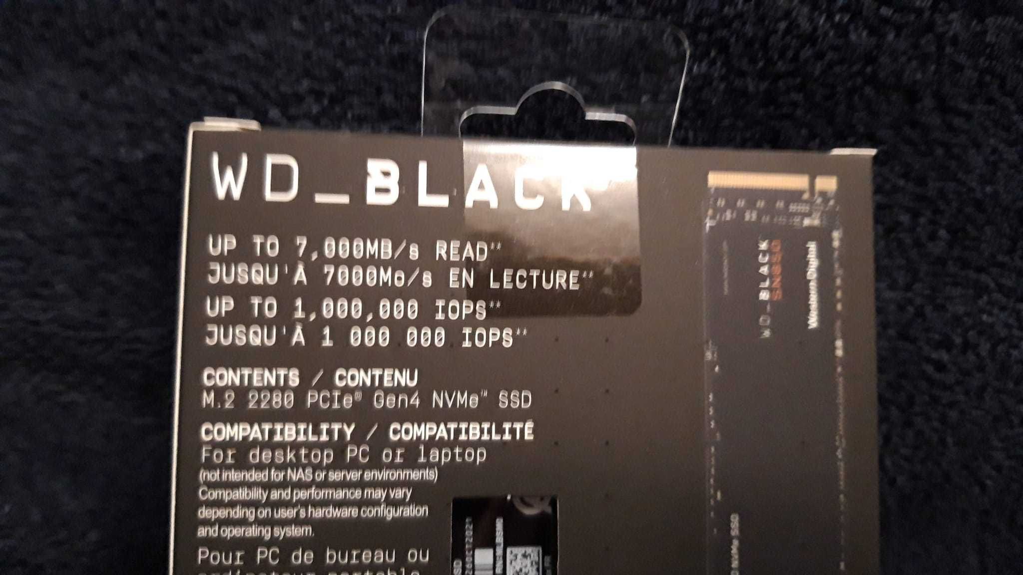 SSD  WD Black SN850 500GB NVMe , sigilat ,PCI Express 4.0, 7000 MB/s