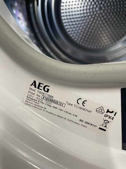 Сушилня AEG термопомпа 8 кг А+++ T9DE77685