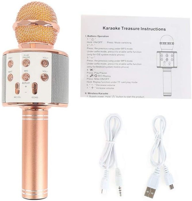 Handheld KTV WS-858 Wireless Microphone HIFI Speaker - Черен