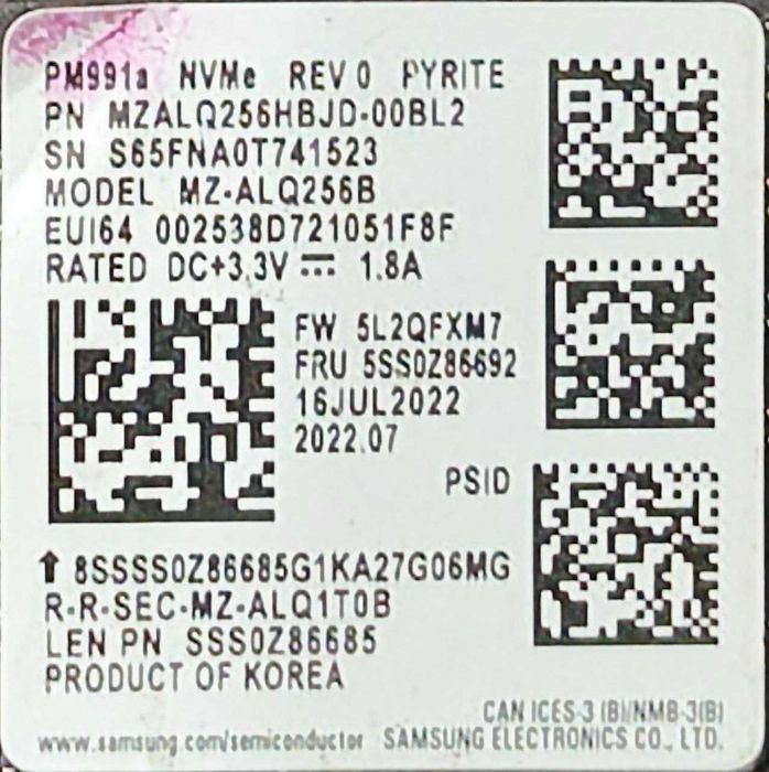 Продаётся SSD-накопитель Samsung MZ-ALQ256B