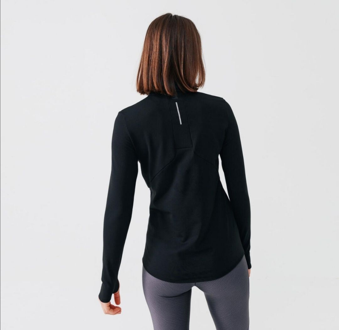 Bluză alergare/ jogging cu fermoar scurt, negru, damă, mărimea 38