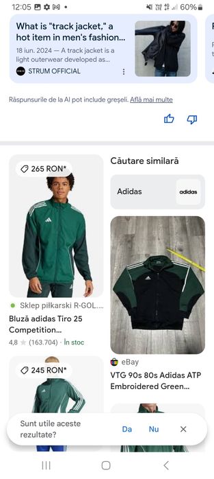 Jachetă de trening Adidas ATP VTG anii '90-'80, verde, neagră  L