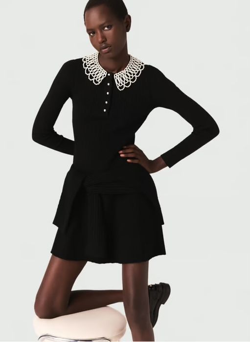 Рокля Maje със сменяема яка от перли