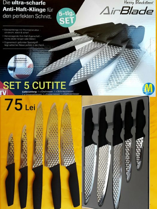 SET 5 CUTITE INOX Premium Air Blade - NOU - 75 Lei