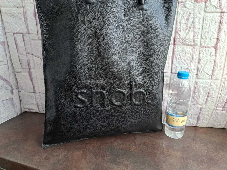 дамска чанта Snob. черна кожена торба-естествена кожа