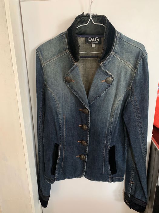 Jachetă D&G originală din denim, elegantă cu detalii de catifea