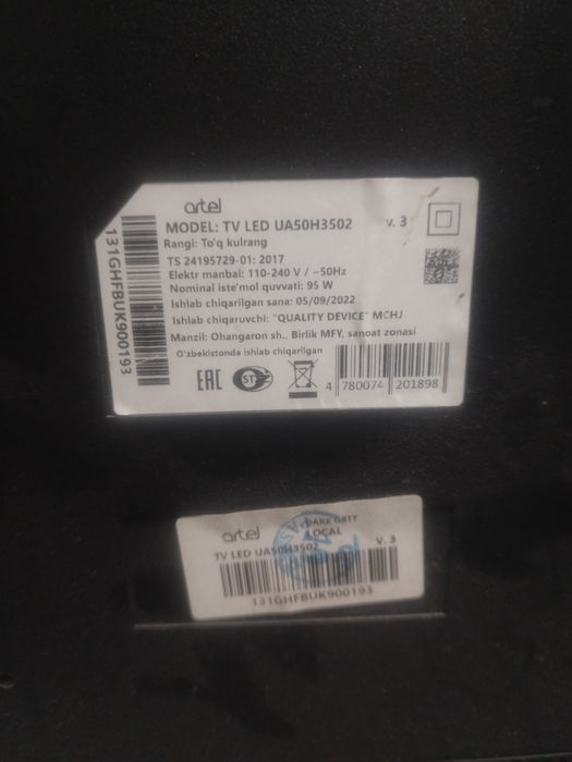 Artel televizor 55 talik