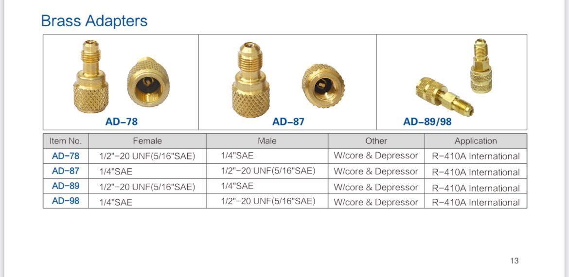 Adaptor pentru freon R410a 5/16" - 1/4" set cuple rapide 134а 1234yf