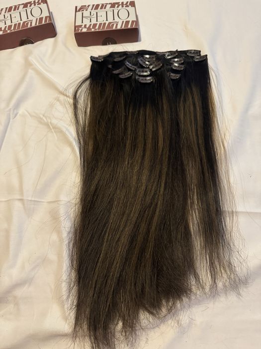 Două seturi extensii de păr clip on 100% natural