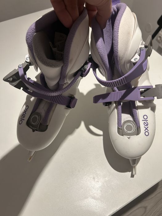 Patine gheată OXELO Play 3 Alb Fete reglabile ( marimea 32-34)