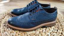 Официални мъжки кожени обувки НОВИ Clarks Pitney Limit 41 Blue