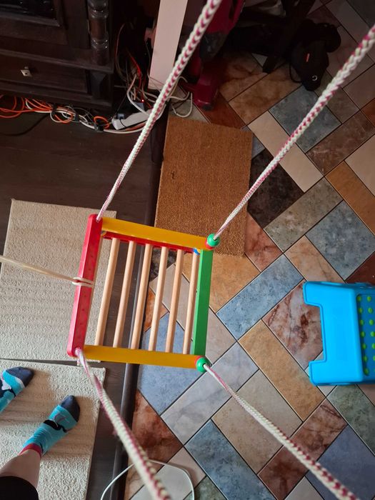 Leagan copii lemn si sfoara