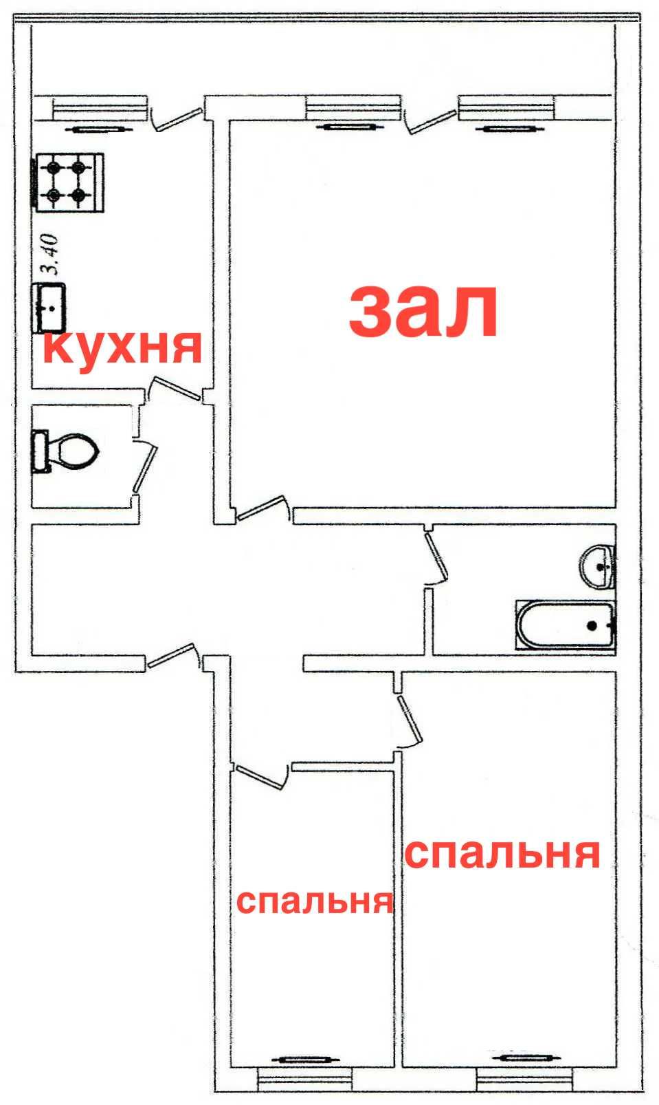 Продам 3-х комнатную рядом с м. М.Горького,Мирзо-Улугбекский район.